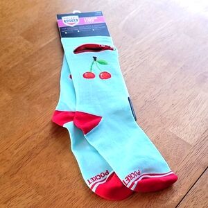 Cherry Socks with Red Pocket